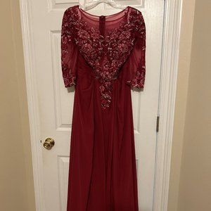 red/silver evening, wedding, special occasion gown